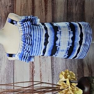 NWT INC INTERMATIONAL CONCEPTS BLUE & WHITE TIE DYE OFF SHOULDER PULLOVER TOP